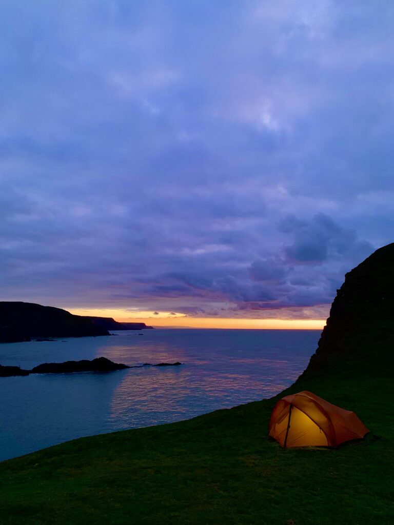 A cold winter sunset at Hartland Quay, North Devon, England.