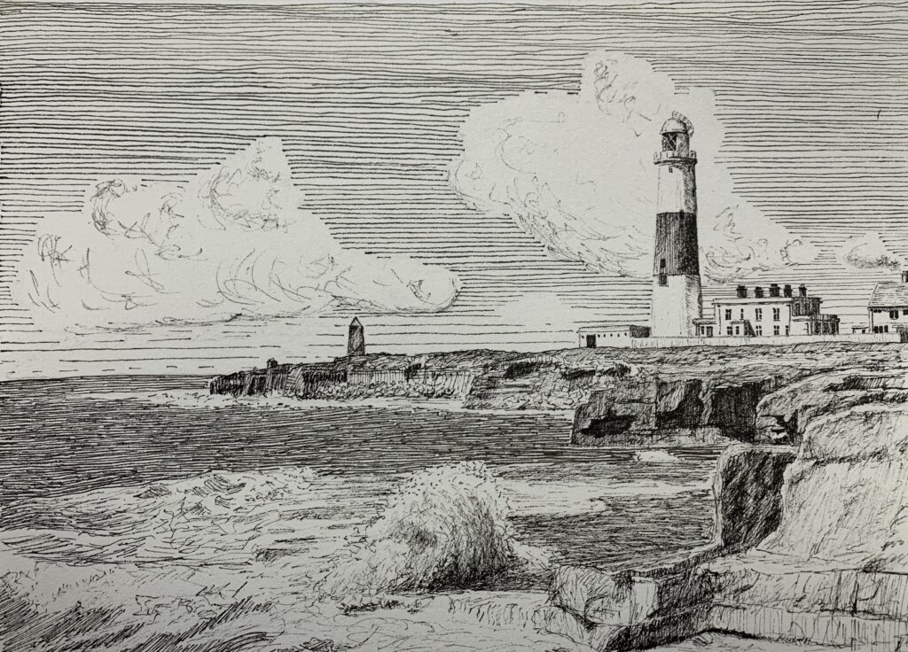 James' drawing of Portland Bill Lighthouse, Dorset, England.